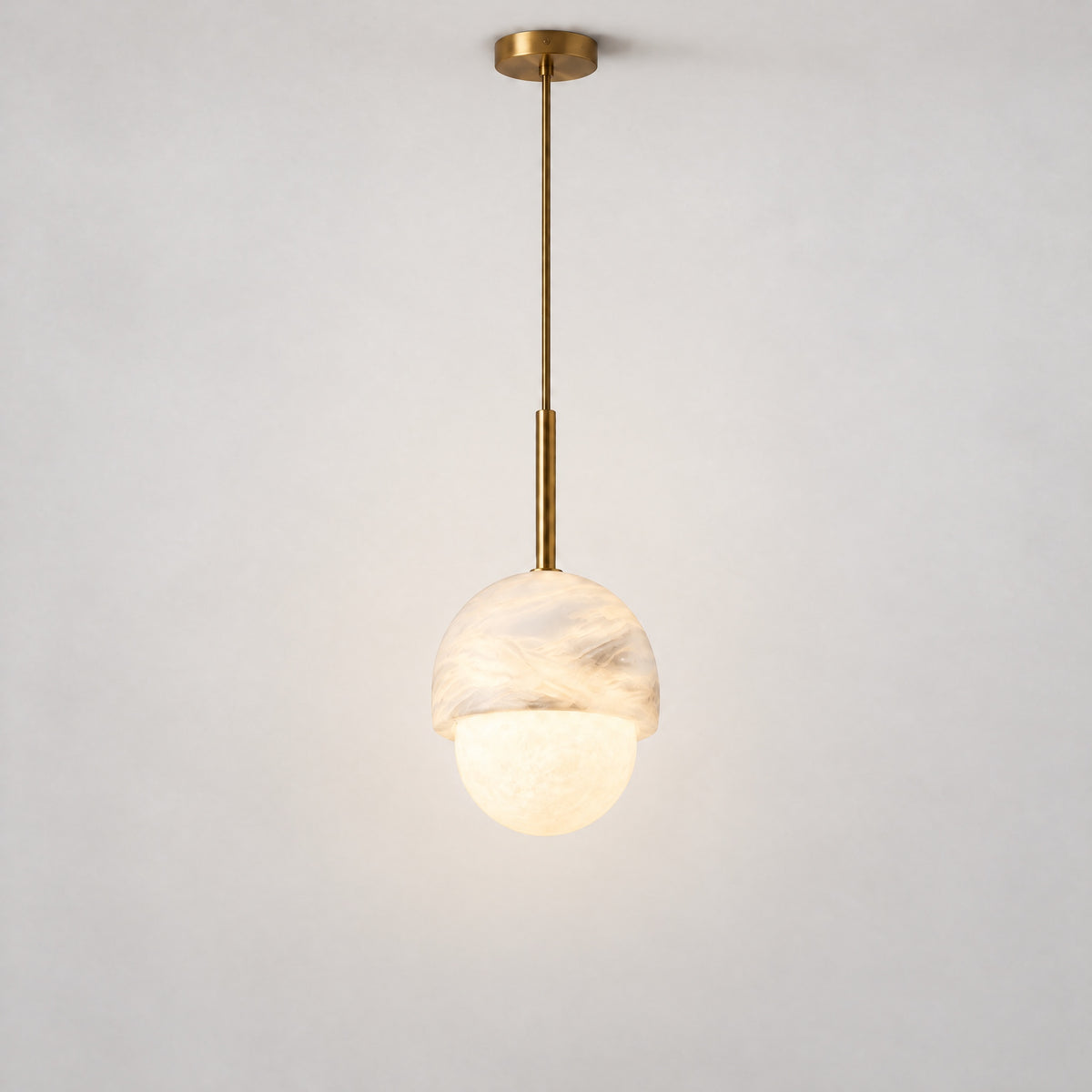 Luna Alabaster Globe Pendant Light – lights on
