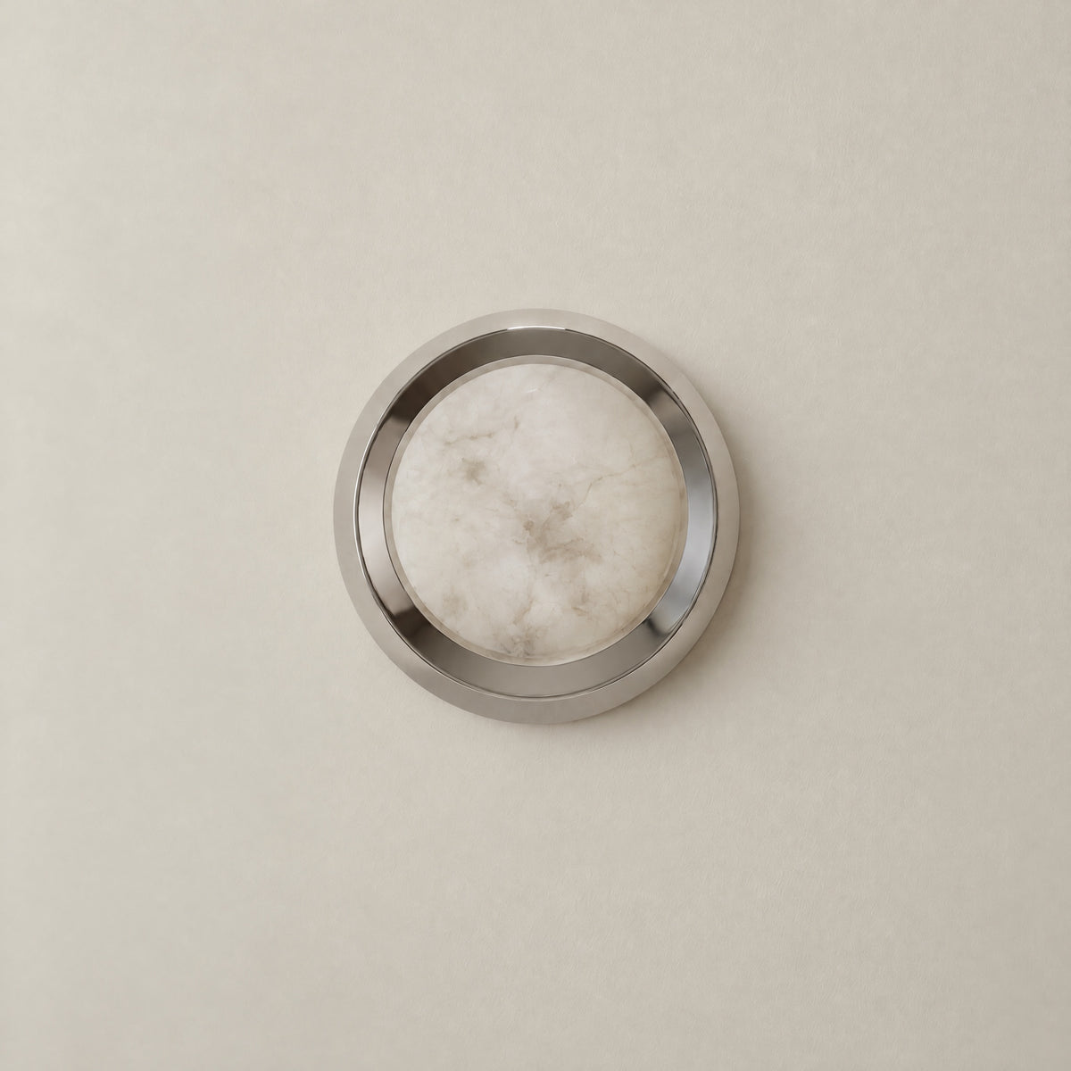 Luna Disc Chrome Bezel Alabaster Wall Sconce – lights off