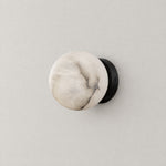 Luna Disc Compact Orb Alabaster Black Wall Sconce – lights off