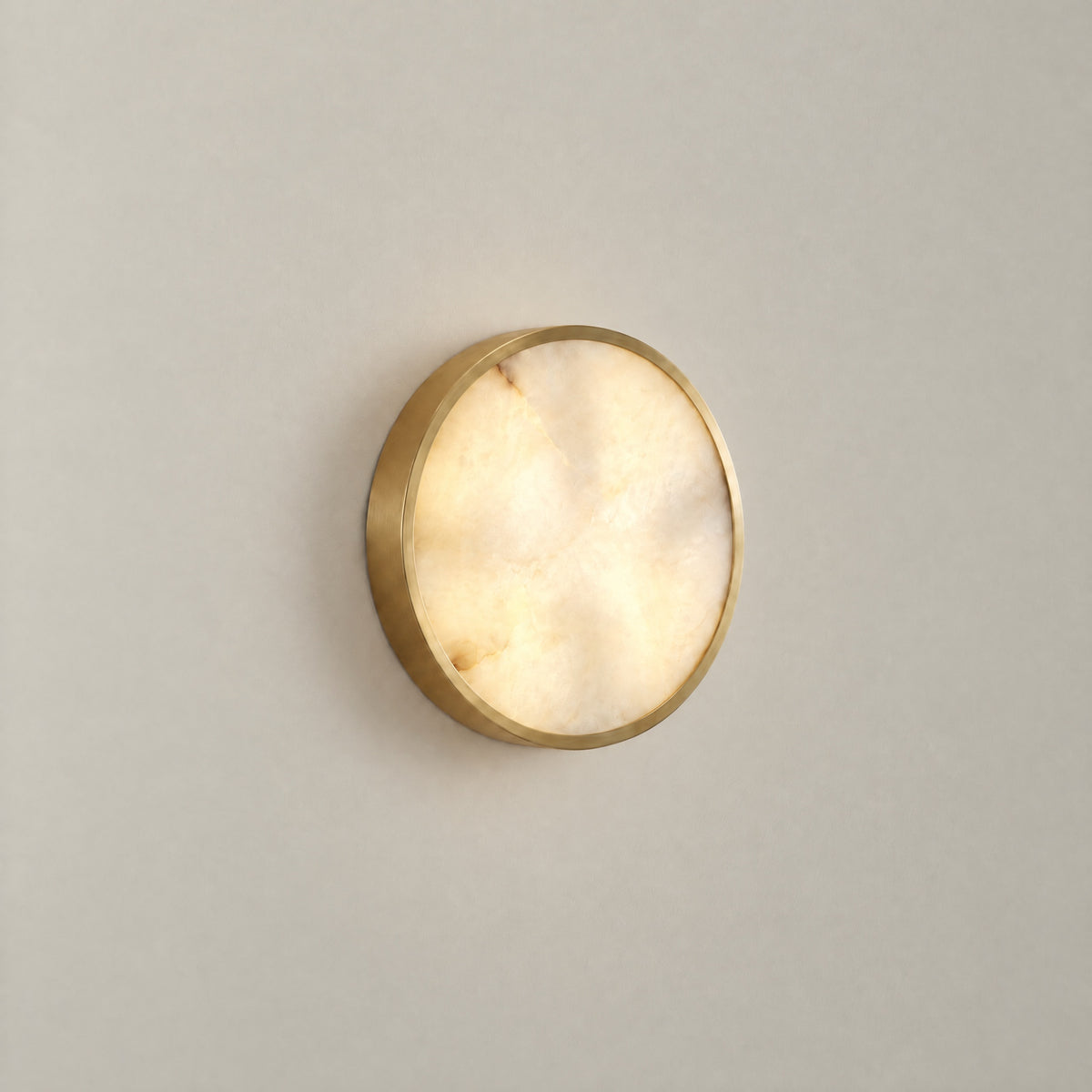 Luna Disc Oversized Flush Alabaster Wall Sconce