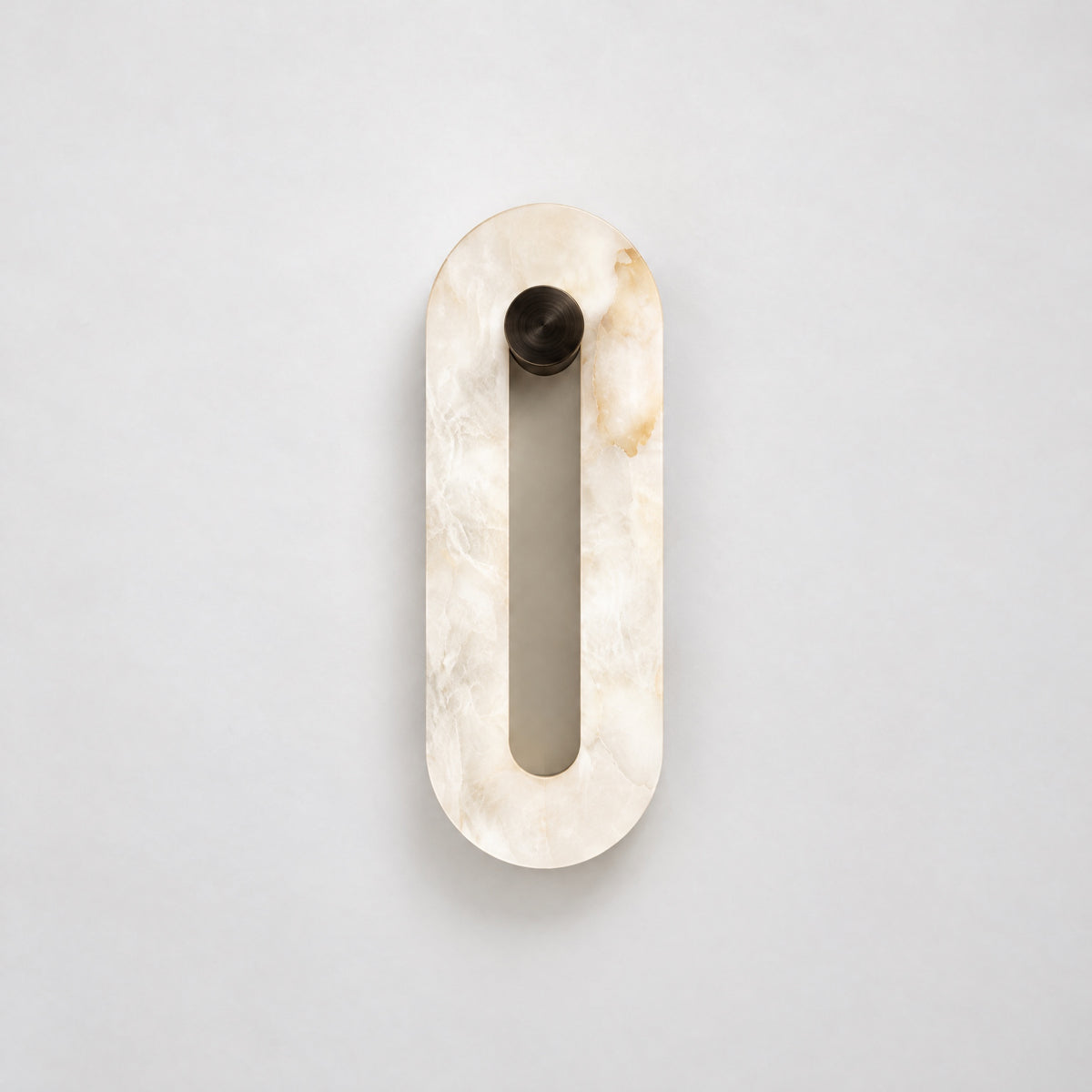 Luna Oval Alabaster Wall Sconce – lights off