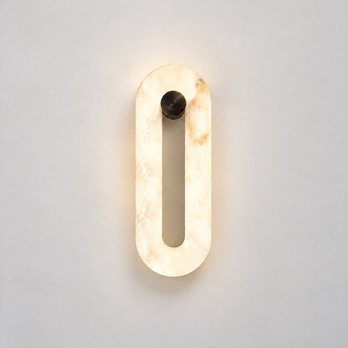 Luna Oval Alabaster Wall Sconce – lights on