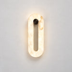 Luna Oval Alabaster Wall Sconce – lights on