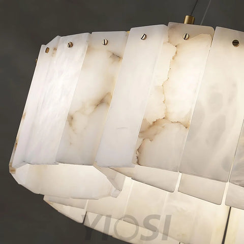 Luxe Alabaster Brass Round Ceiling Lamp - Yiosilamp