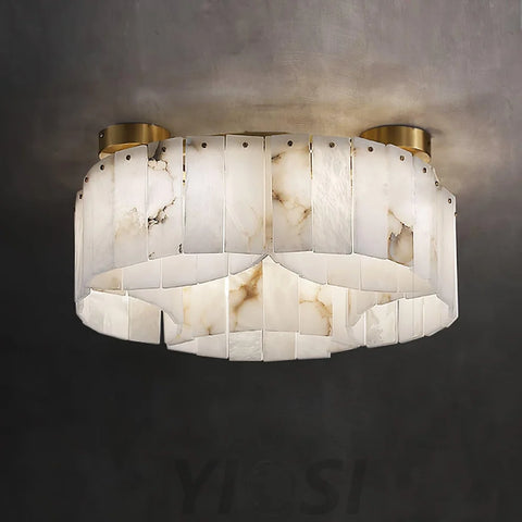 Luxe Alabaster Brass Round Ceiling Lamp - Yiosilamp