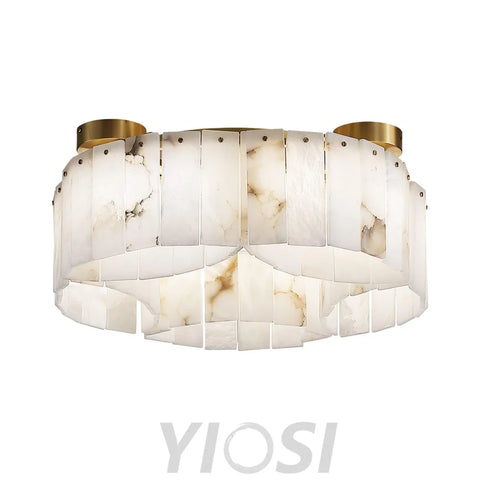 Luxe Alabaster Brass Round Ceiling Lamp - Yiosilamp