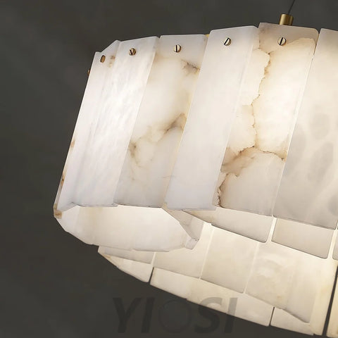 Luxe Alabaster Brass Round Ceiling Lamp - Yiosilamp