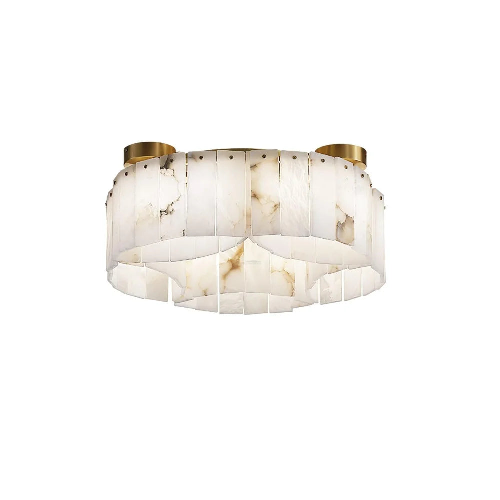 Luxe Alabaster Brass Round Ceiling Lamp - Yiosilamp