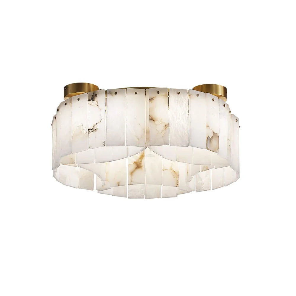 Luxe Alabaster Brass Round Ceiling Lamp - Yiosilamp