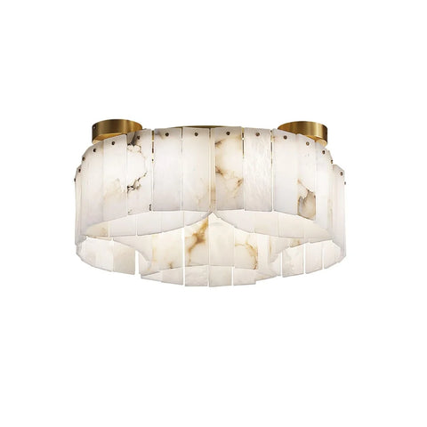 Luxe Alabaster Brass Round Ceiling Lamp - Yiosilamp