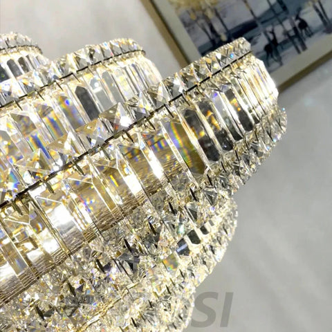 Luxury Cake Shape Living Room Crystal Chandelier