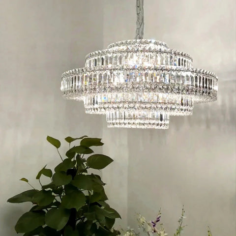 Luxury Cake Shape Living Room Crystal Chandelier 39.4’’ D