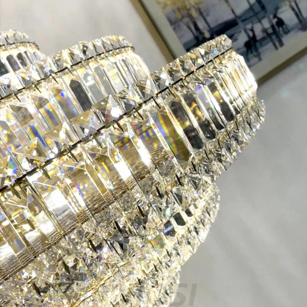 Luxury Cake Shape Living Room Crystal Chandelier