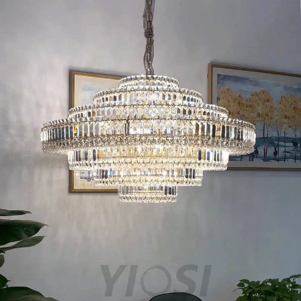 Luxury Cake Shape Living Room Crystal Chandelier