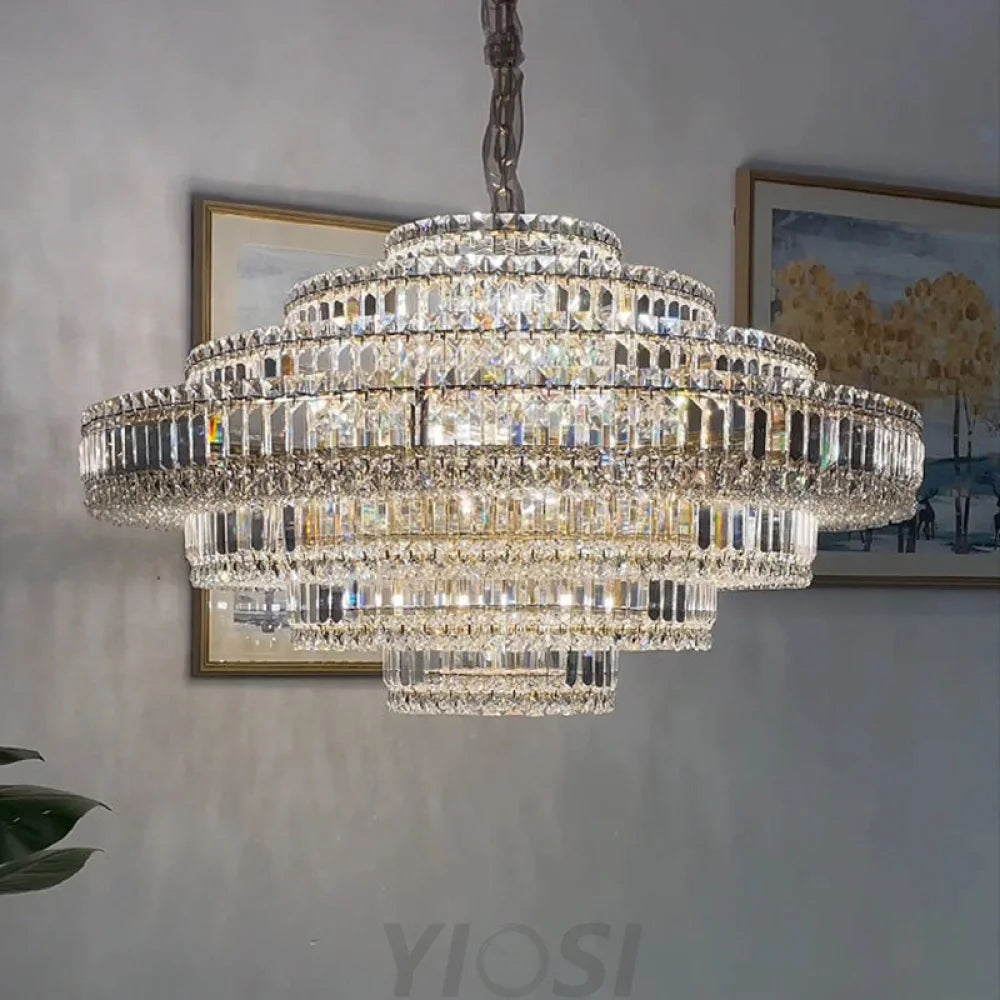 Luxury Cake Shape Living Room Crystal Chandelier