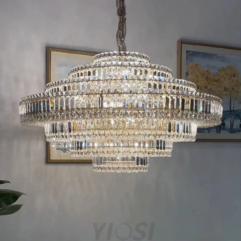 Luxury Cake Shape Living Room Crystal Chandelier