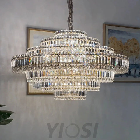 Luxury Cake Shape Living Room Crystal Chandelier