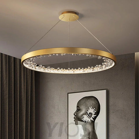 Luxury Circle Crystal Chandelier ∅ 15.7″ - Crystals-1-Yiosilamp