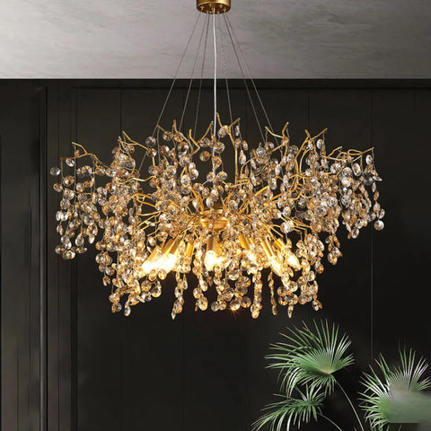 Luxury Crystal Chandelier Lighting Large Kitchen Light Fixtures 39.4’’ D Branch