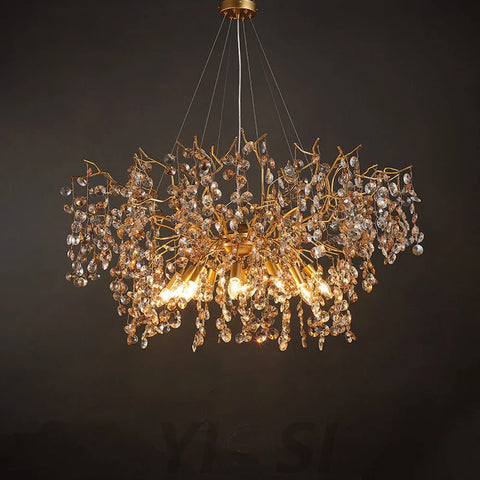 Luxury Crystal Chandelier Lighting Large Kitchen Light Fixtures 39.4’’ D Branch