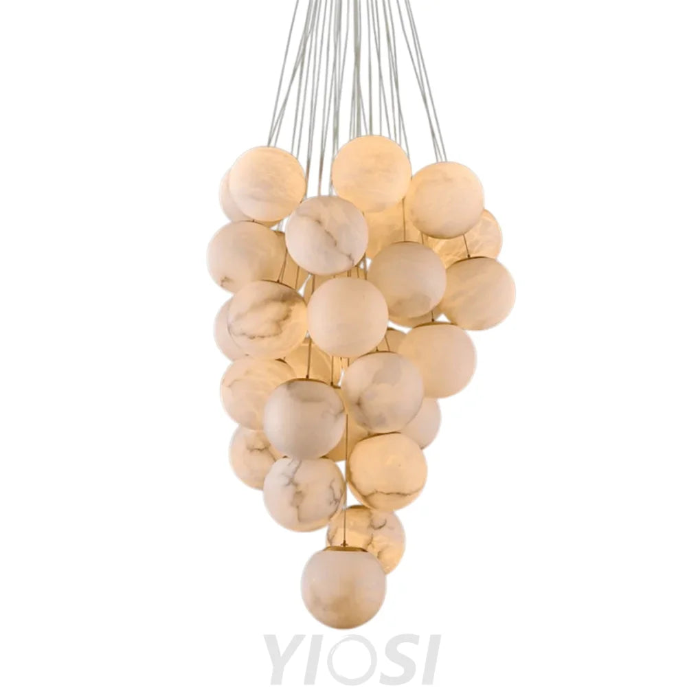 Luxury Gold & White Alabaster Globe Chandelier – 39’’ Diameter