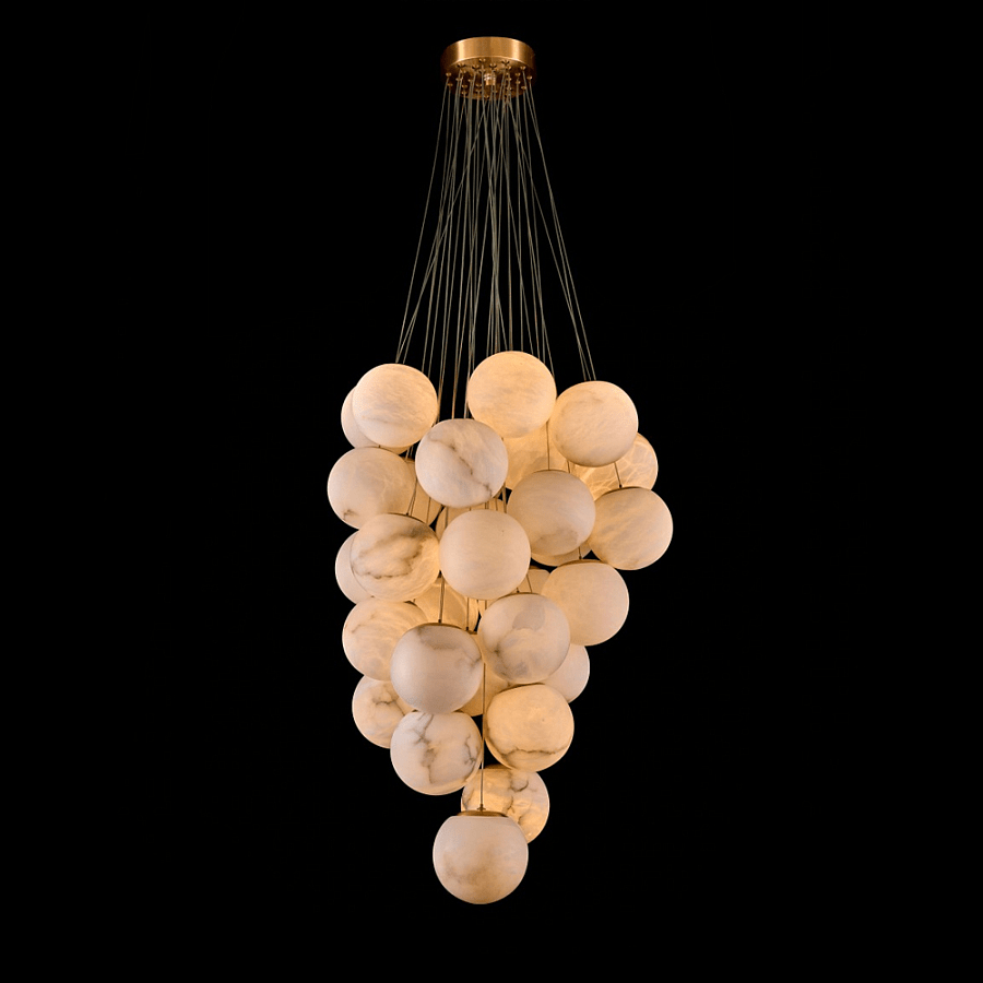 Luxury Gold & White Alabaster Globe Chandelier – 39" Diameter