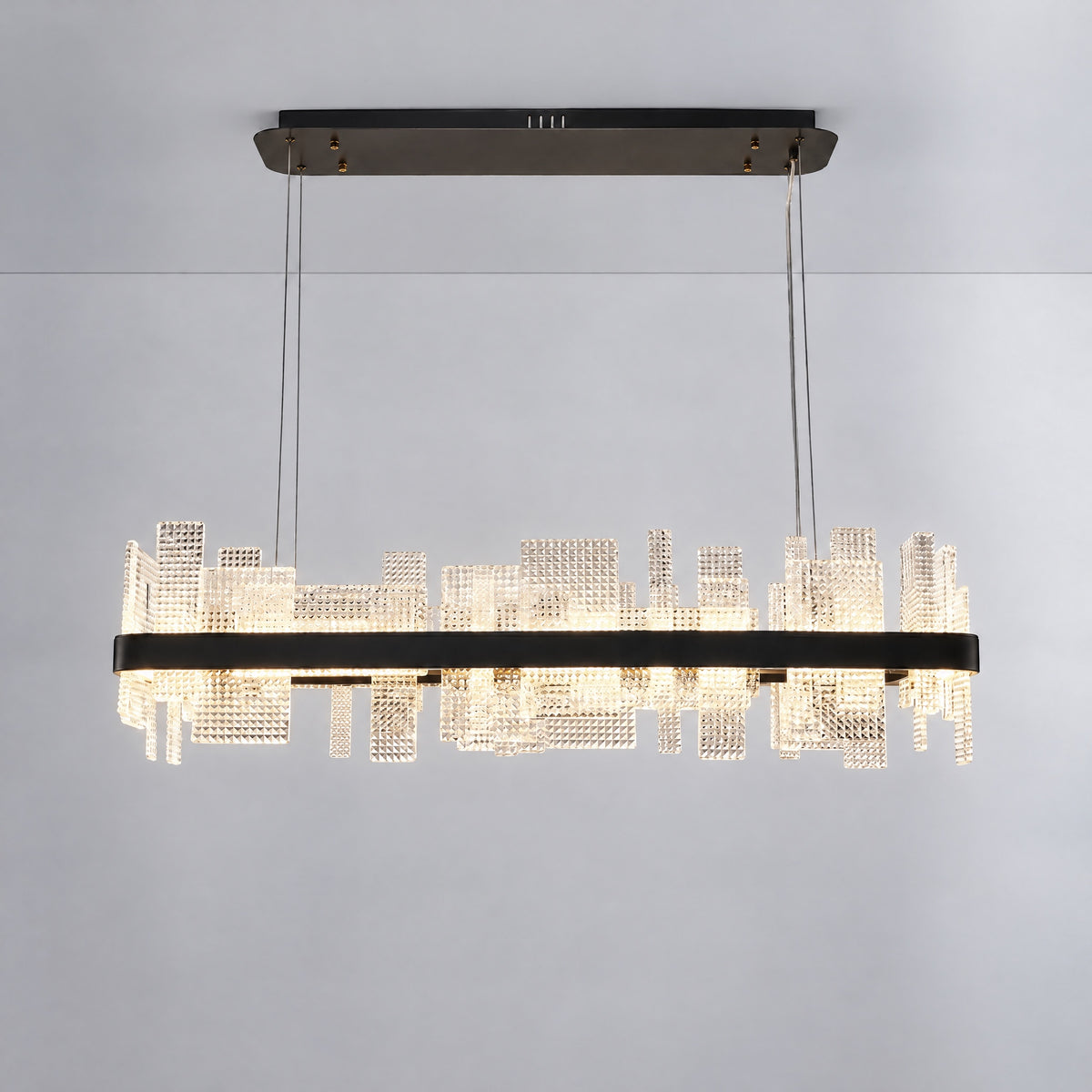 Lyra Glass Linear Chandelier 43"