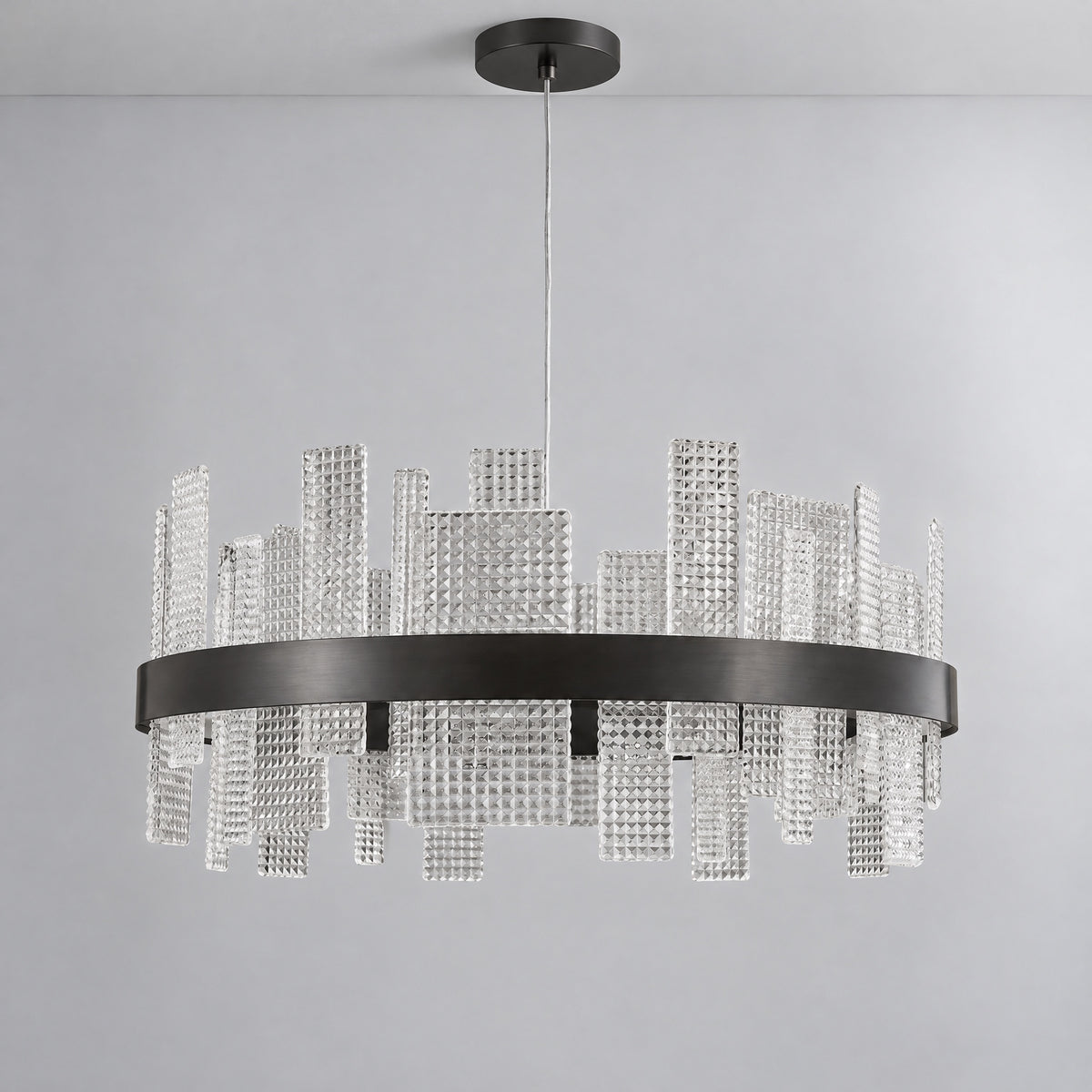 Lyra Round Glass Chandelier – lights off