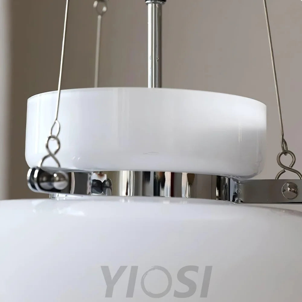 Mack Pendant ∅ 15.7″ x H 9.8″ / Dia 40cm x H 25cm / Chrome + White Pendant light