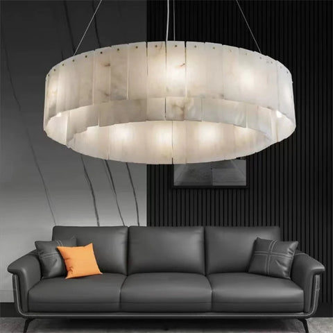 Mancy Alabaster 2-Tier Round Chandelier 59’’D Chandelier