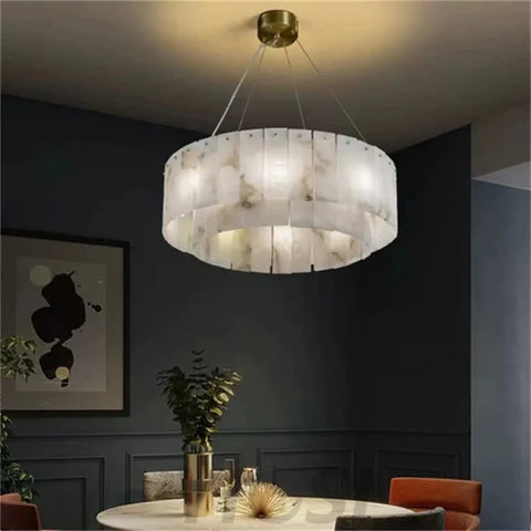 Mancy Alabaster 2-Tier Round Chandelier Chandelier