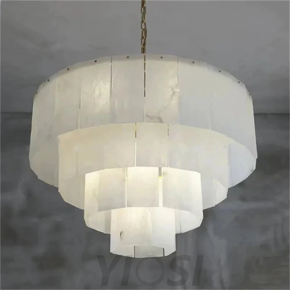 Mancy Classic 31’’ Alabaster Multi-Layer Round Chandelier Chandelier