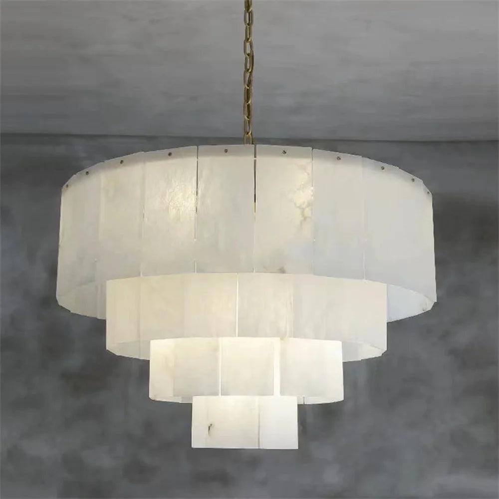 Mancy Classic 31’’ Alabaster Multi-Layer Round Chandelier Chandelier