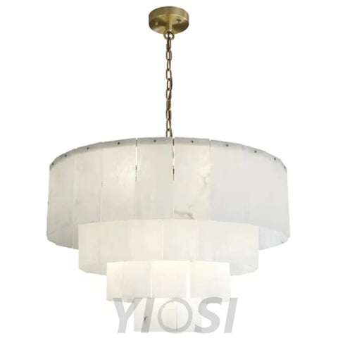 Mancy Classic 31’’ Alabaster Multi-Layer Round Chandelier Chandelier