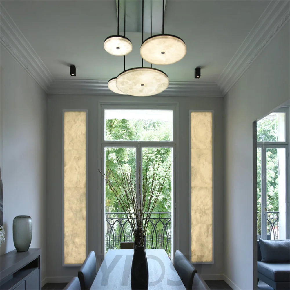 Manhattan Real Alabaster Round Mini Pendant Light