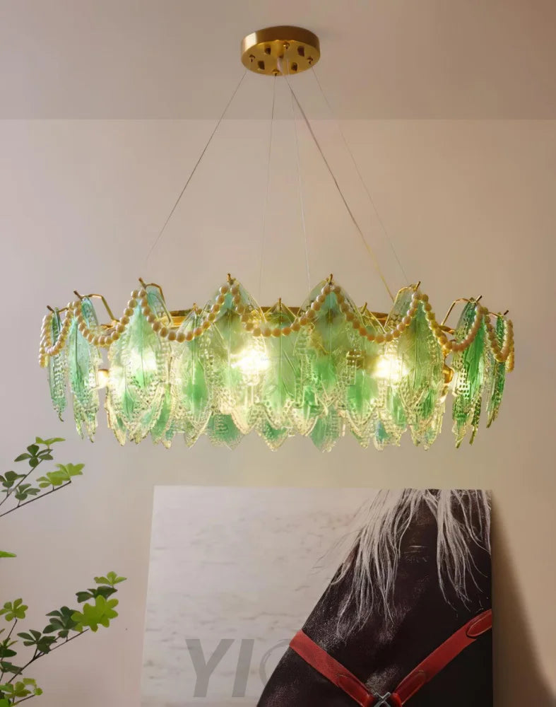 Maple Leaf Type Glass Chandelier - Cylinder-1-Yiosilamp