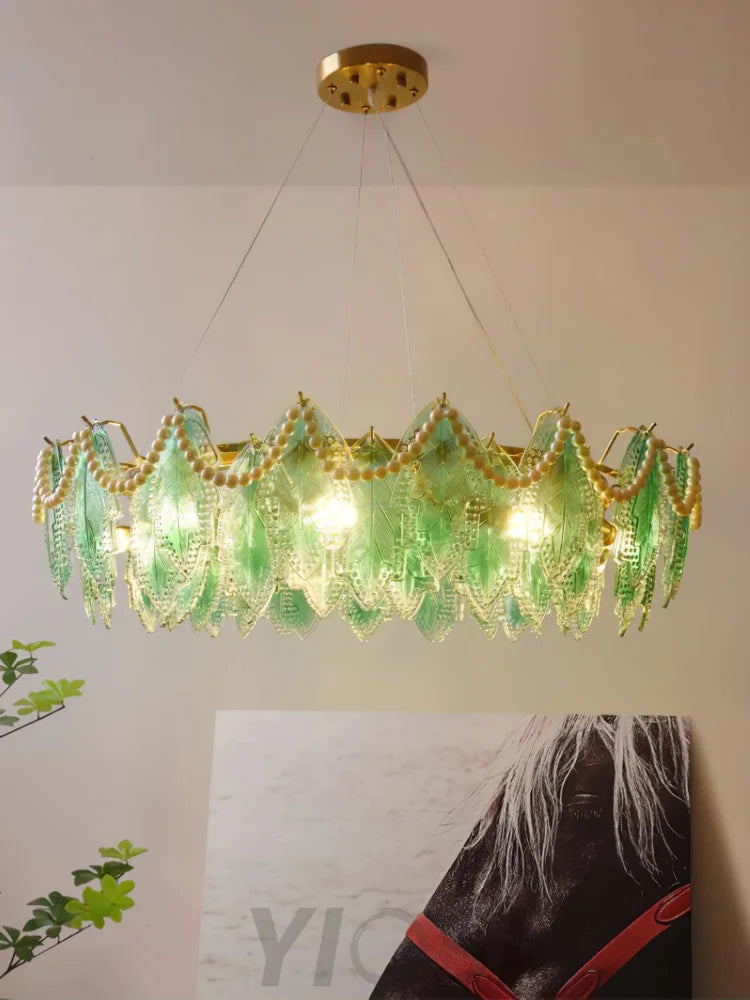 Maple Leaf Type Glass Chandelier - Cylinder-1-Yiosilamp