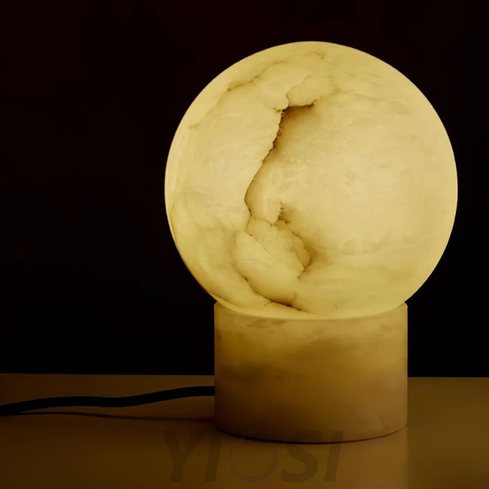 Marble Ball Table Lamp - Alabaster-1-Yiosilamp