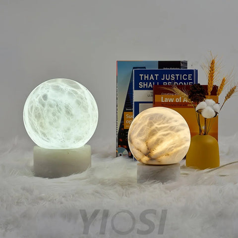 Marble Ball Table Lamp - Alabaster-1-Yiosilamp