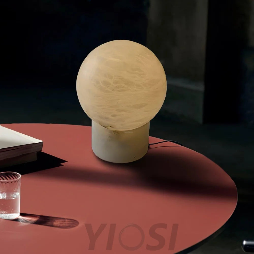 Marble Ball Table Lamp - Alabaster-1-Yiosilamp