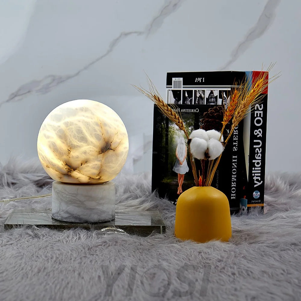 Marble Ball Table Lamp - Alabaster-1-Yiosilamp