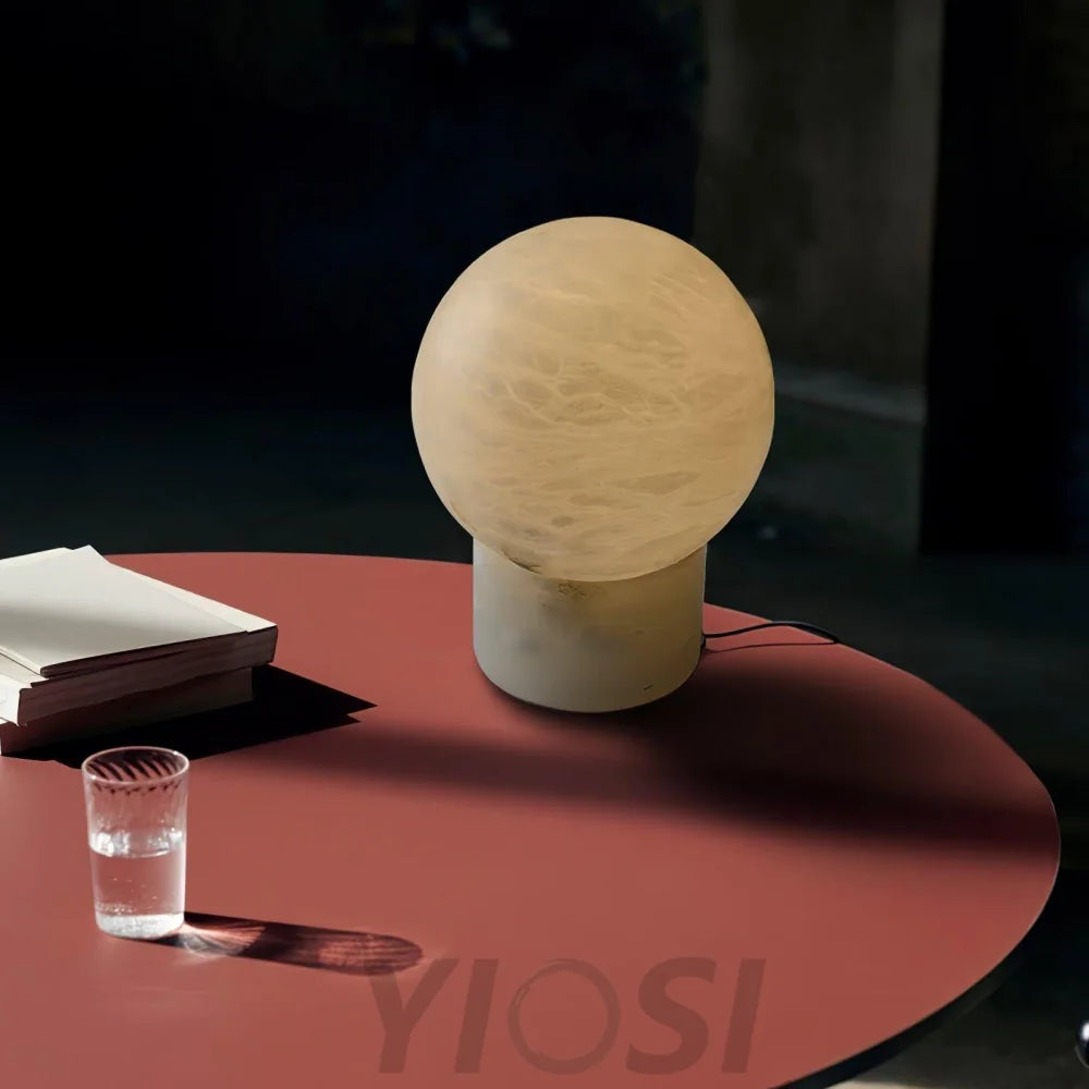 Marble Ball Table Lamp - Alabaster-1-Yiosilamp