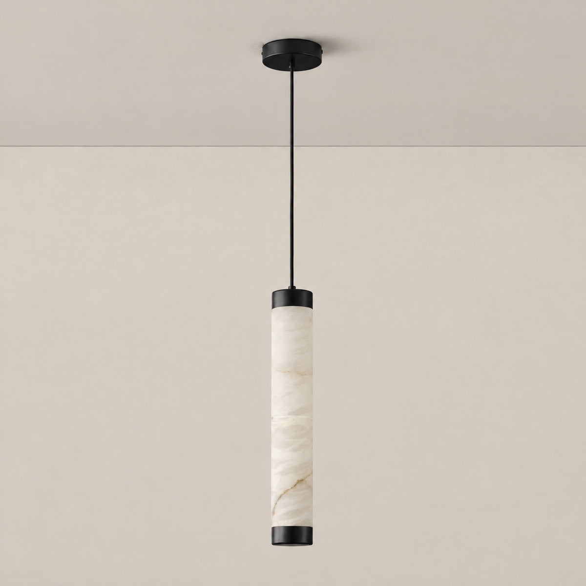 Alabaster Cylinder Pendant 500 - Black – lights off