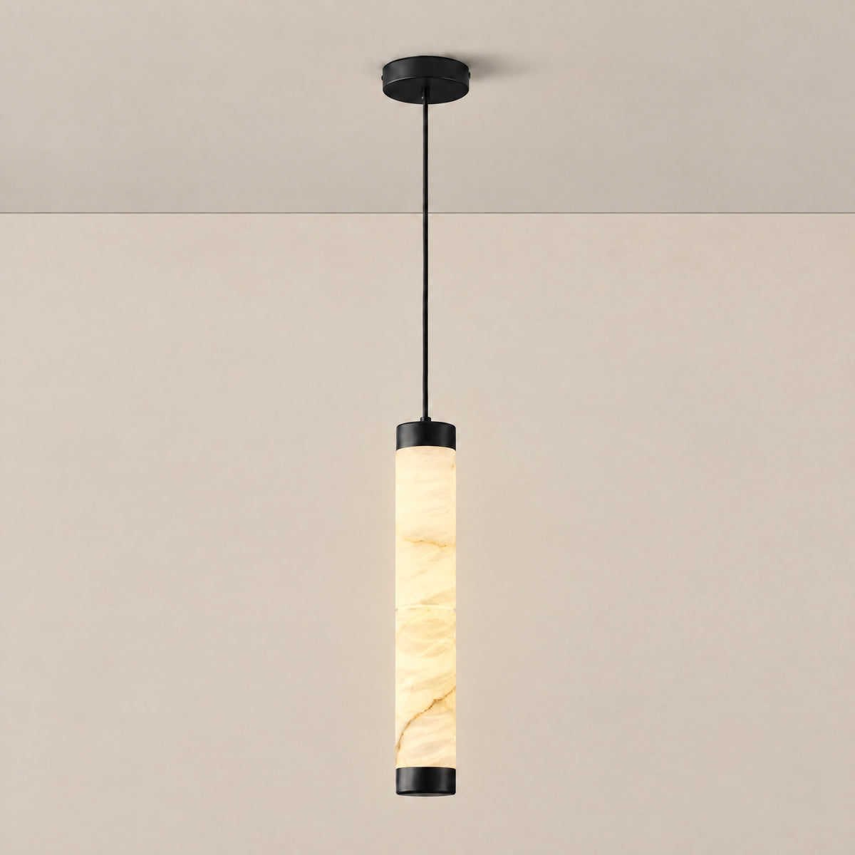 Alabaster Cylinder Pendant 500 - Black – lights on