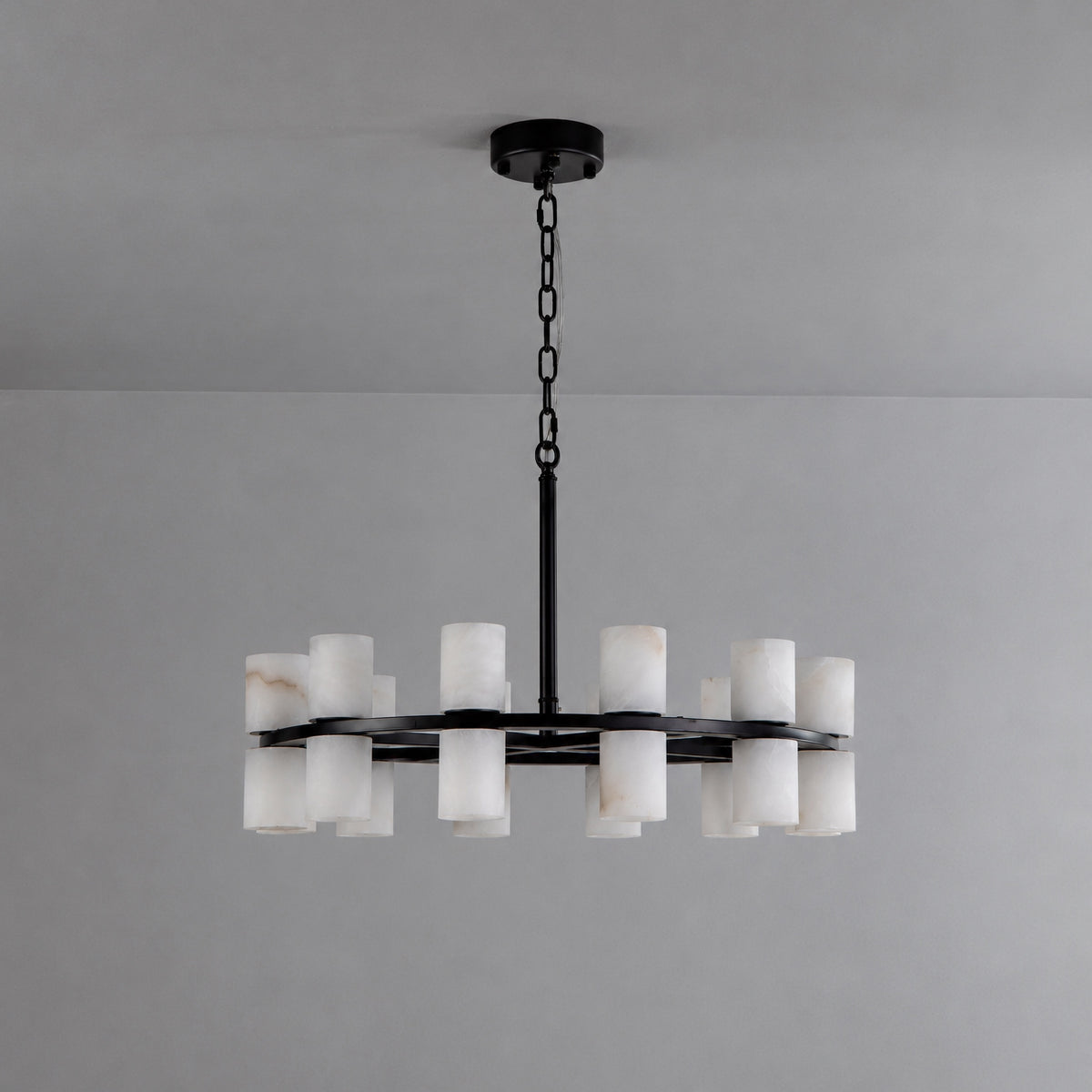 Alabaster Goblet Duo Round Pendant D600 - Black – lights off