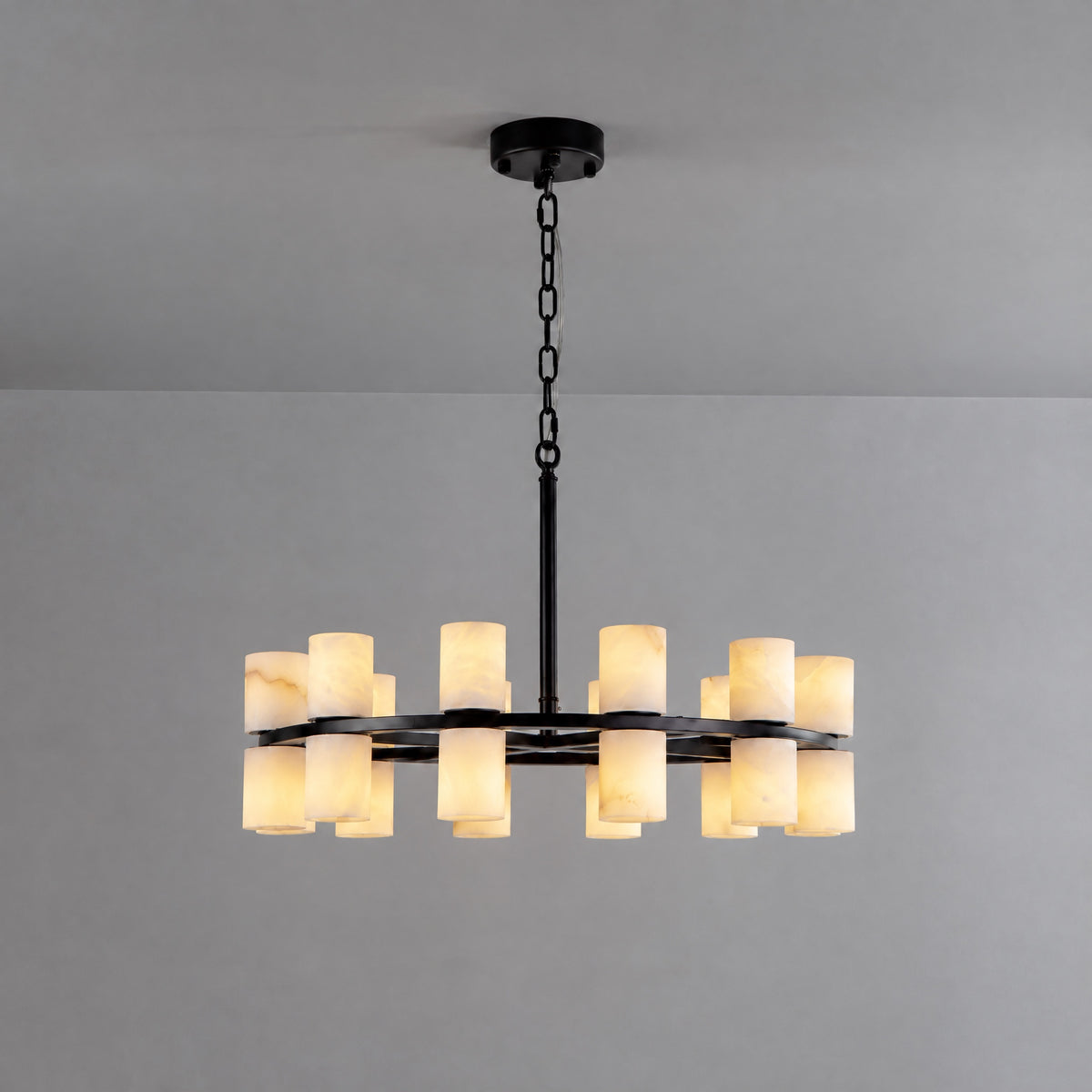 Alabaster Goblet Duo Round Pendant D600 - Black – lights on