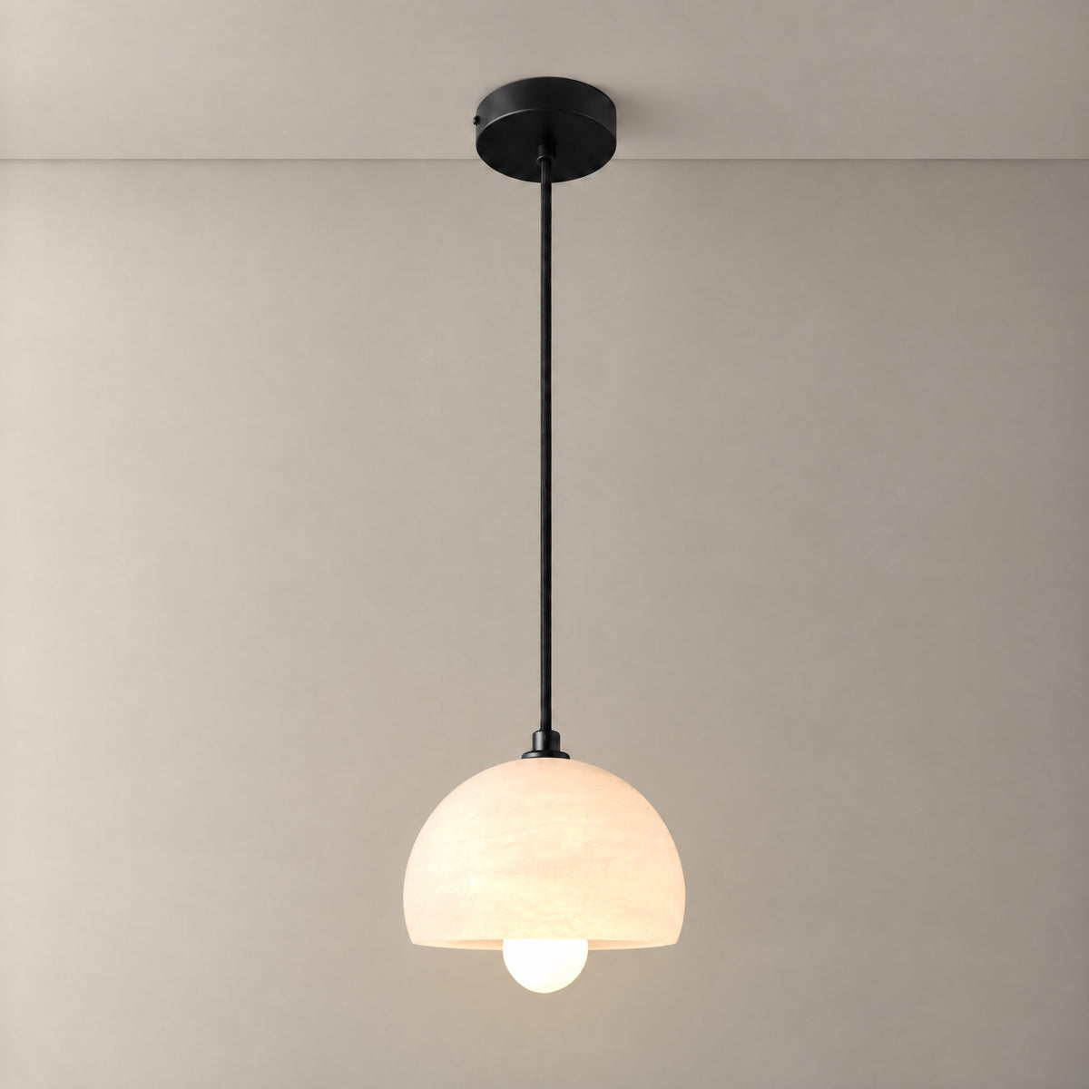 Alabaster Hemisphere Pendant - Black