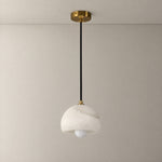 Alabaster Hemisphere Pendant - Copper – lights off