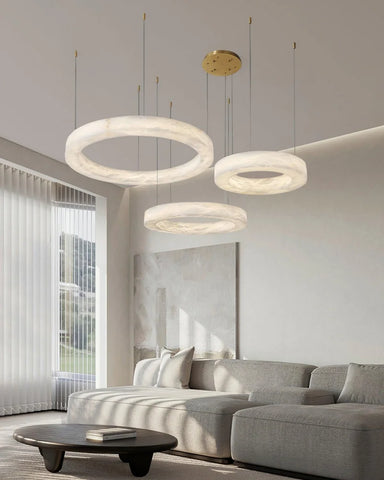 Marika Alabaster Ring Chandelier - Alabaster, Alabaster Chandelier-1-Yiosilamp