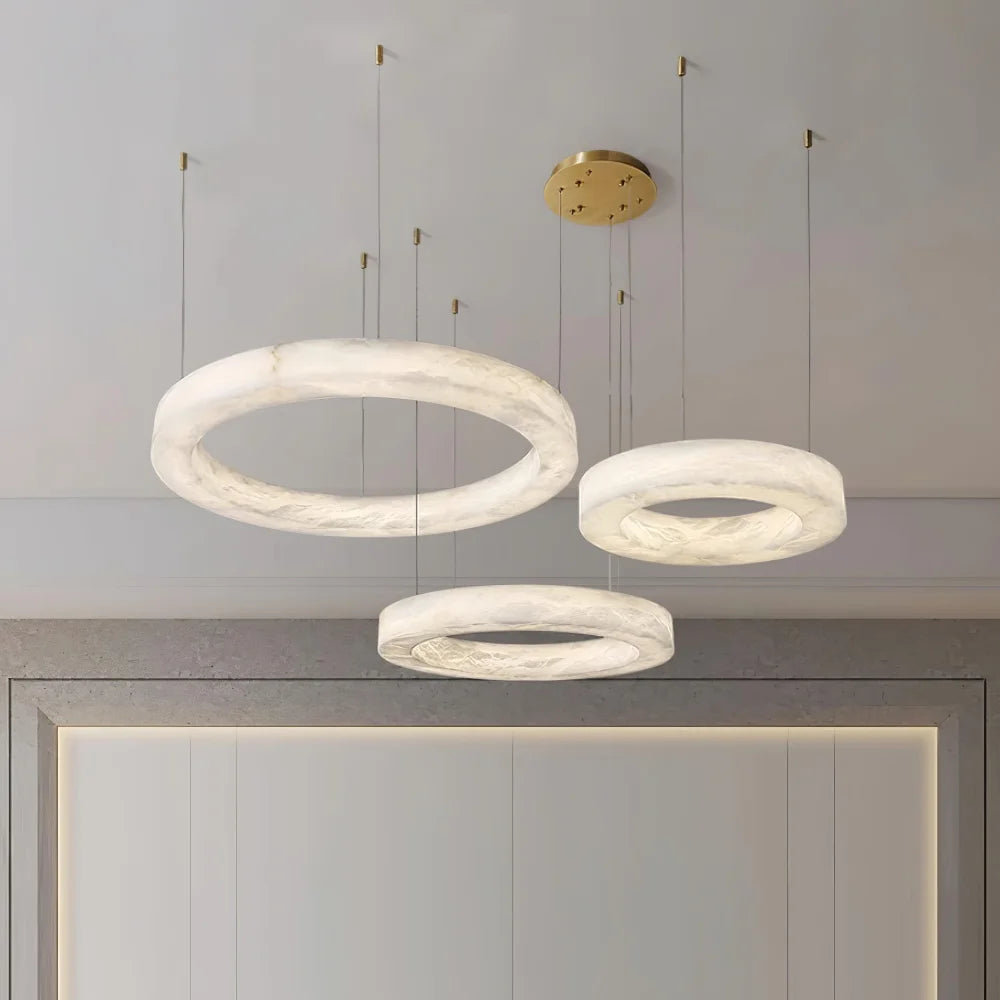 Marika Alabaster Ring Chandelier - Alabaster, Alabaster Chandelier-1-Yiosilamp
